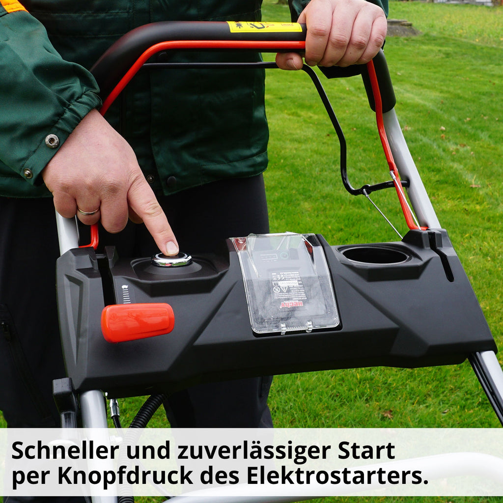 HECHT 554 SXE Benzinrasenmäher Mit Elektrostart 53 cm Schnittbreite 75 Liter Fangkorb Für Mittelgroße Gärten