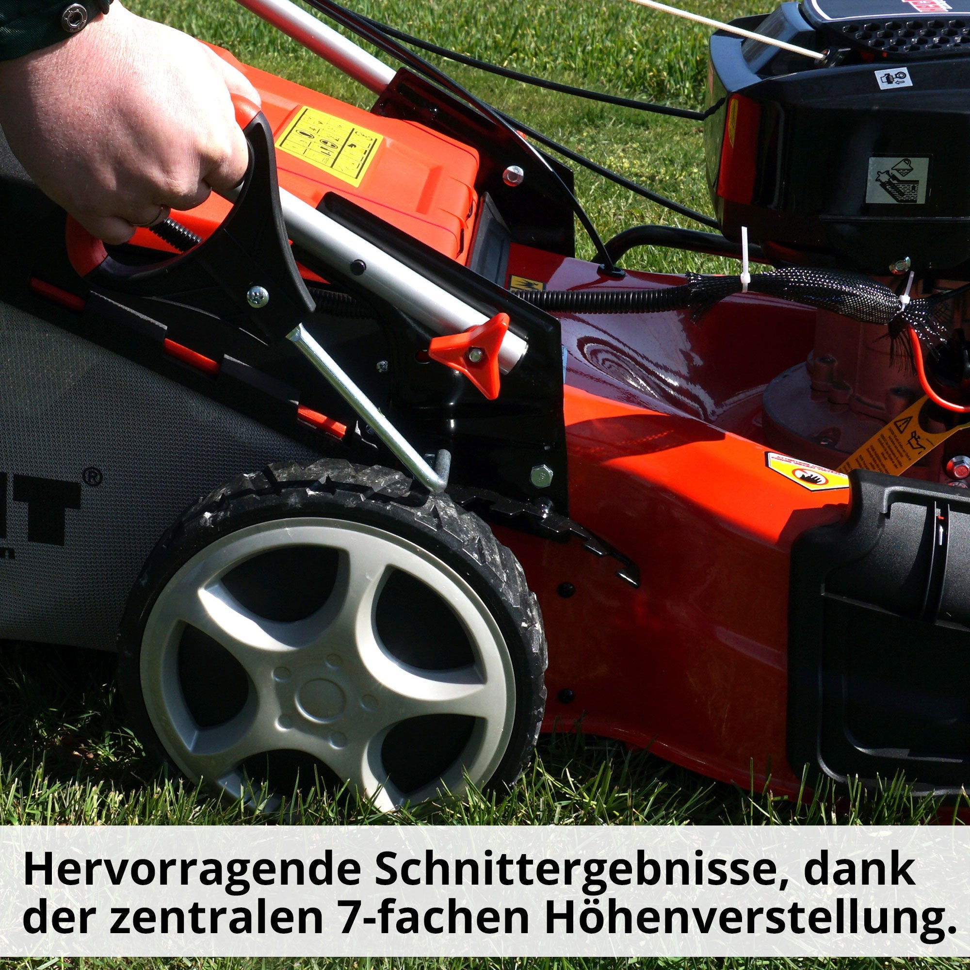 HECHT 554 SXE Benzinrasenmäher Mit Elektrostart 53 cm Schnittbreite 75 Liter Fangkorb Für Mittelgroße Gärten