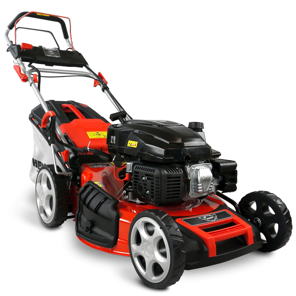 HECHT 554 SXE Benzinrasenmäher Mit Elektrostart 53 cm Schnittbreite 75 Liter Fangkorb Für Mittelgroße Gärten